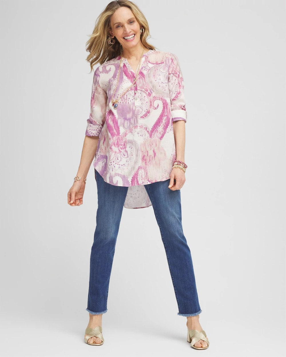Chico's No Iron™ Multi Paisley Linen Tunic