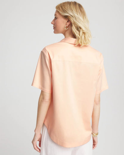 Chico's No Iron™ Embroidered Floral Short-Sleeve Shirt
