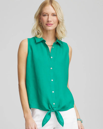 Chico's No Iron™ Linen Tie-Front Sleeveless Shirt