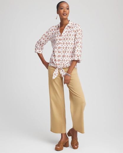Chico's No Iron™ Tie-Front Geo-Print Shirt