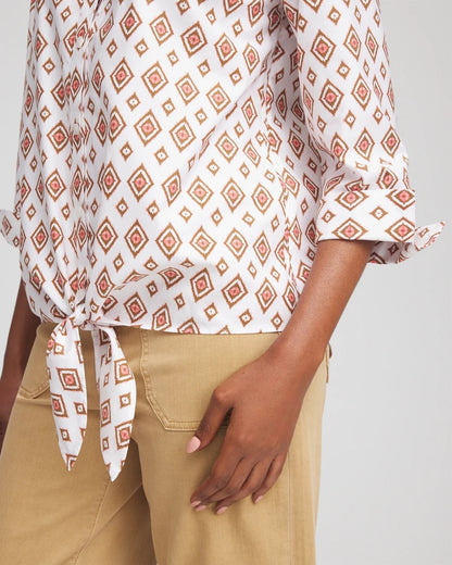Chico's No Iron™ Tie-Front Geo-Print Shirt