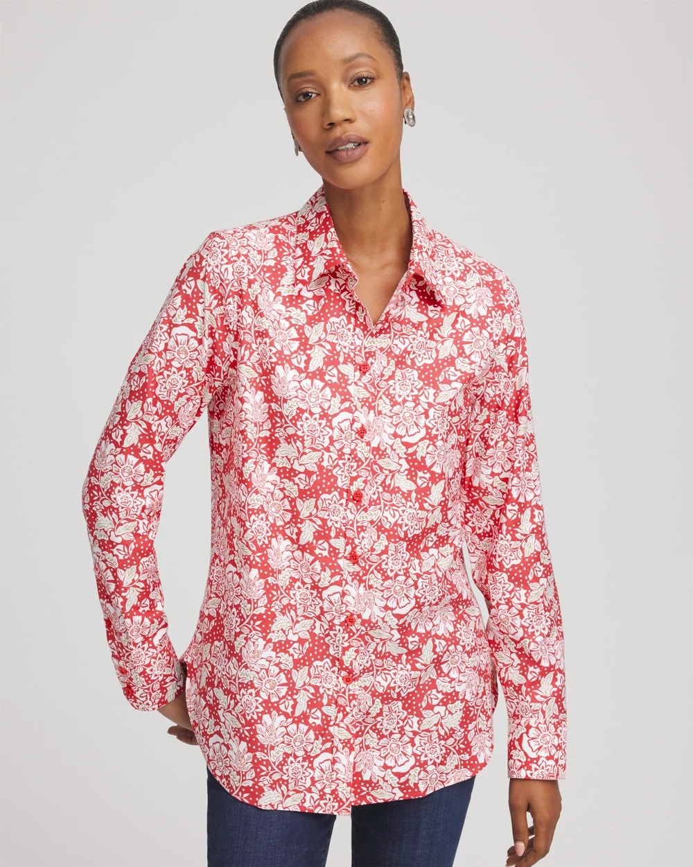 Chico's No Iron™ Long-Sleeved Folklore-Floral Shirt