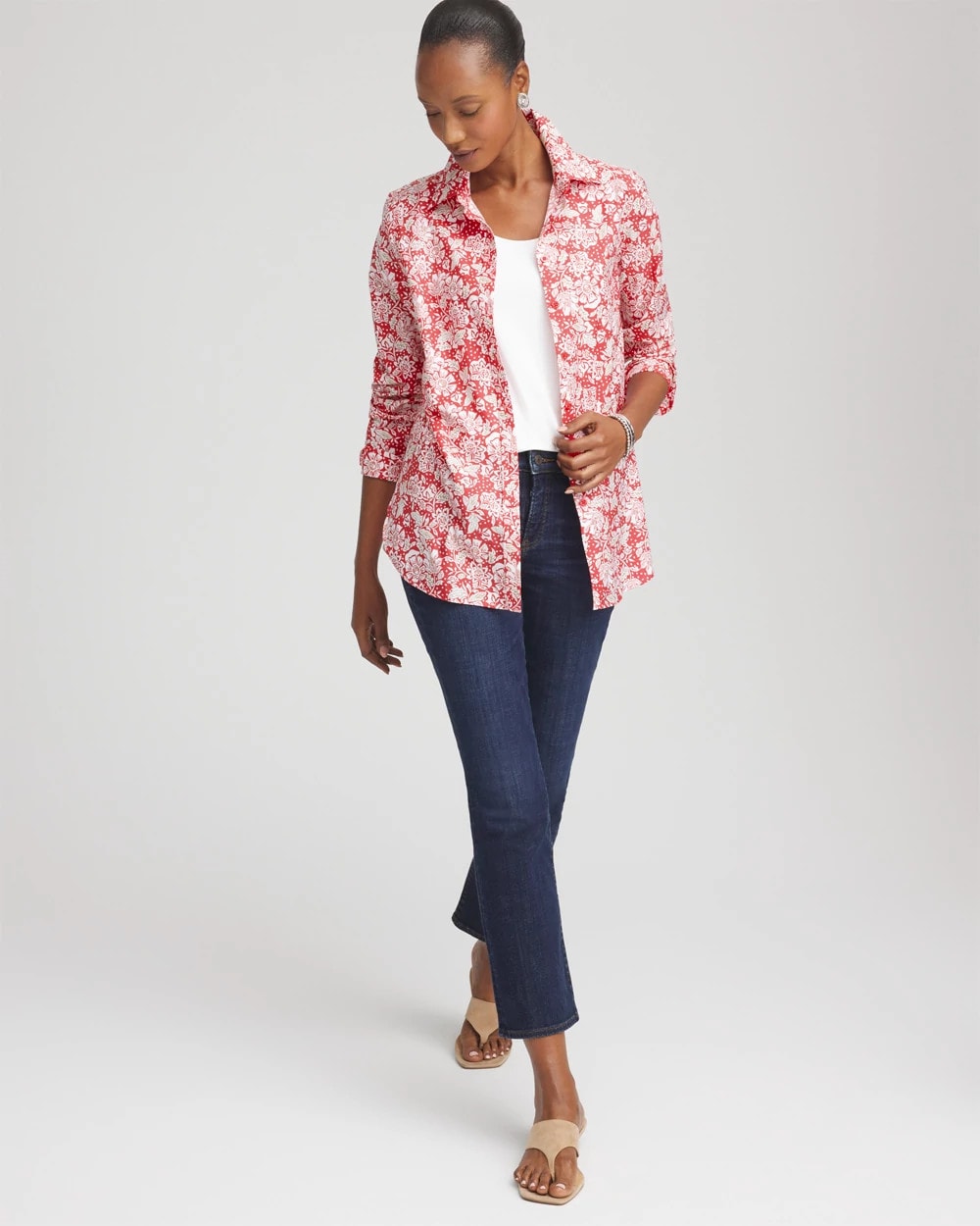 Chico's No Iron™ Long-Sleeved Folklore-Floral Shirt
