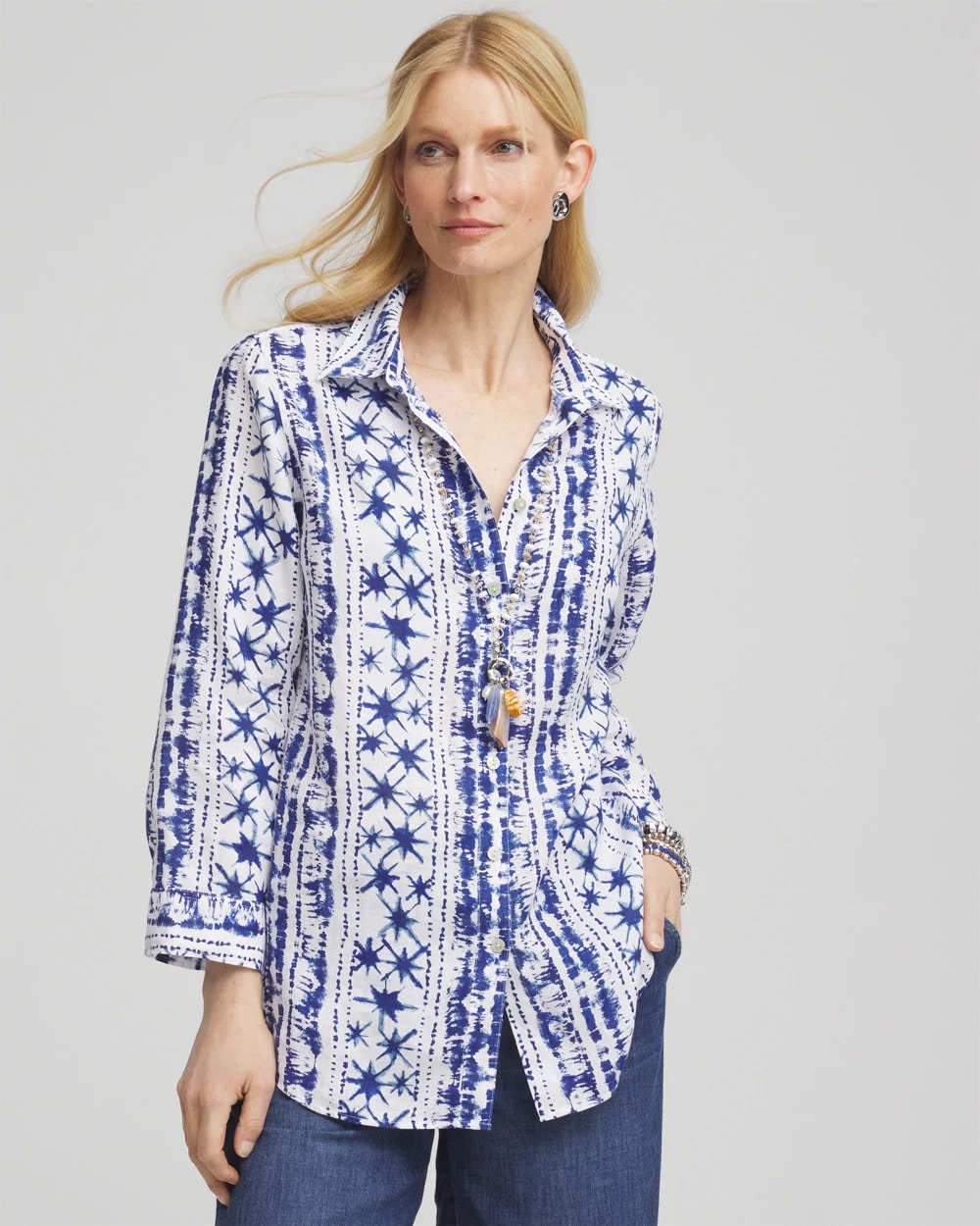 Chico's No Iron™ Star Print Linen Shirt