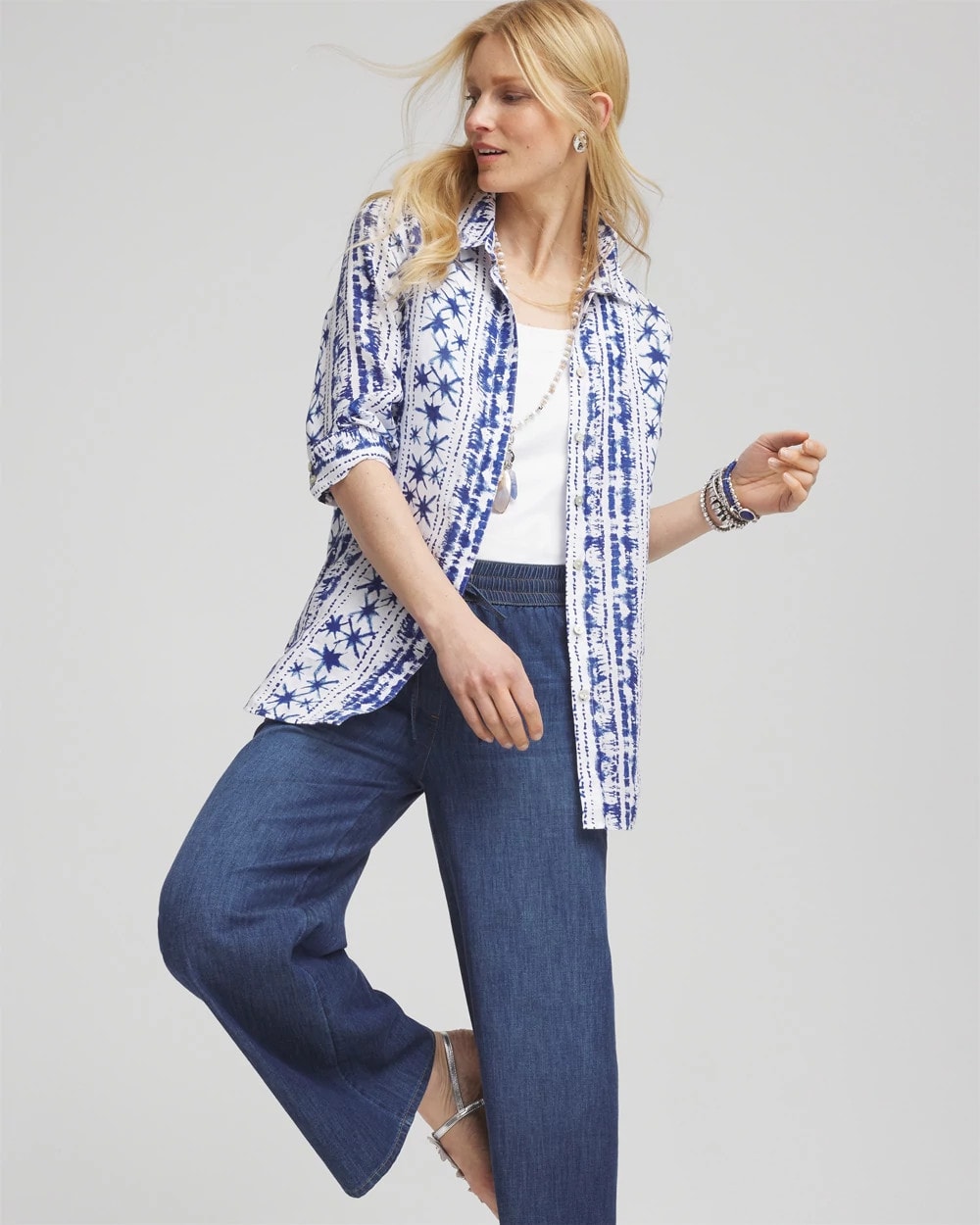 Chico's No Iron™ Star Print Linen Shirt