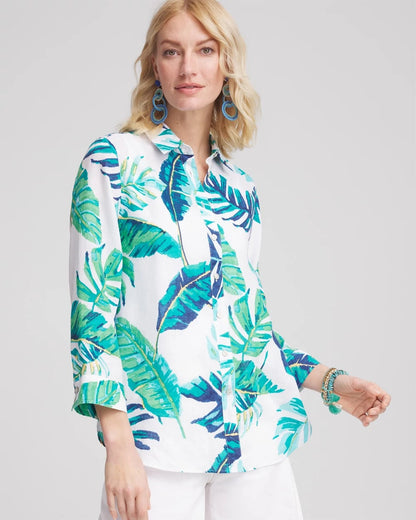 Chico's No Iron™ Palm Print Linen Shirt