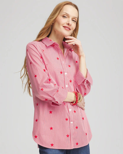 Chico's No Iron™ Stars & Stripes  Sateen Shirt