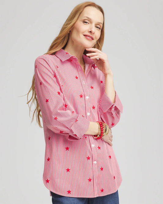 Chico's No Iron™ Stars & Stripes  Sateen Shirt