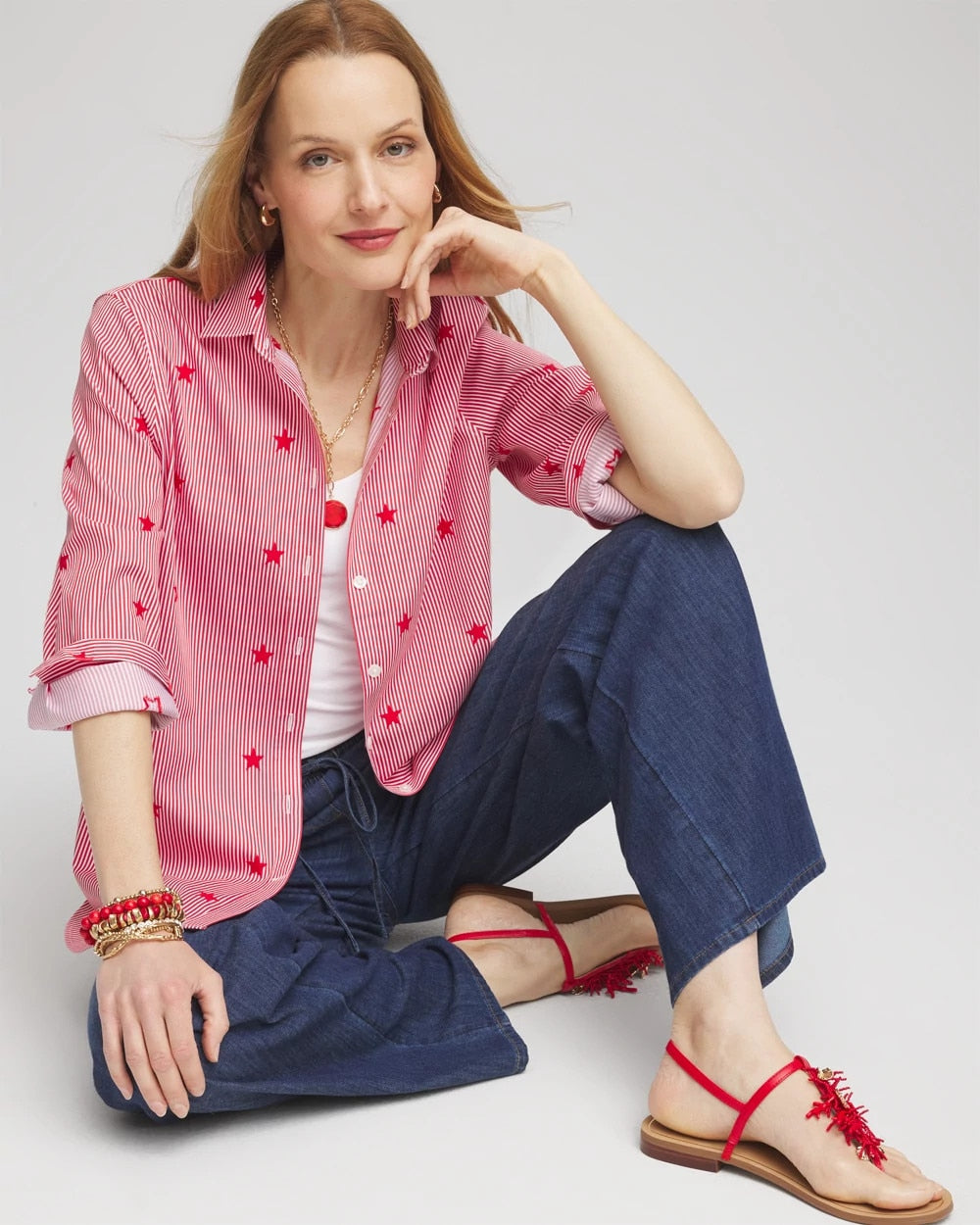 Chico's No Iron™ Stars & Stripes  Sateen Shirt