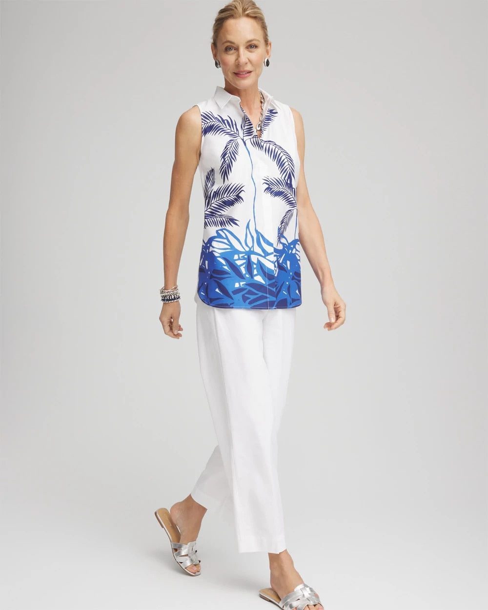 Chico's No Iron™ Palms Sleeveless Sateen Shirt