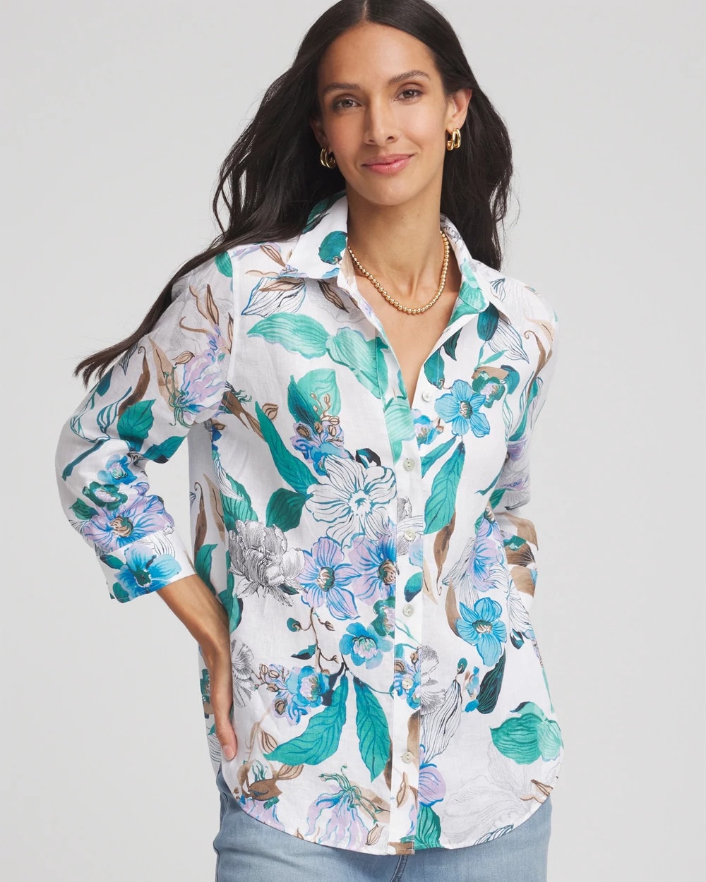Chico's No Iron™ Floral Linen Shirt