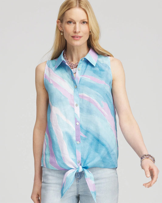 Chico's No Iron™ Linen Tie-Front Sleeveless Shirt