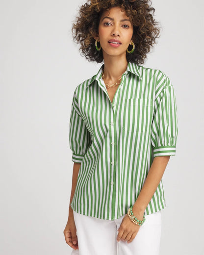 Chico's No Iron™ Short Striped Shirt