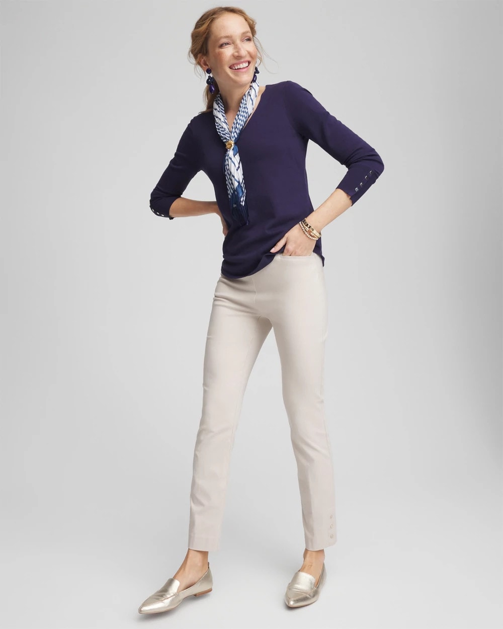 Chico's Brigitte™ Pull-On Slim Rivet Ankle Pants