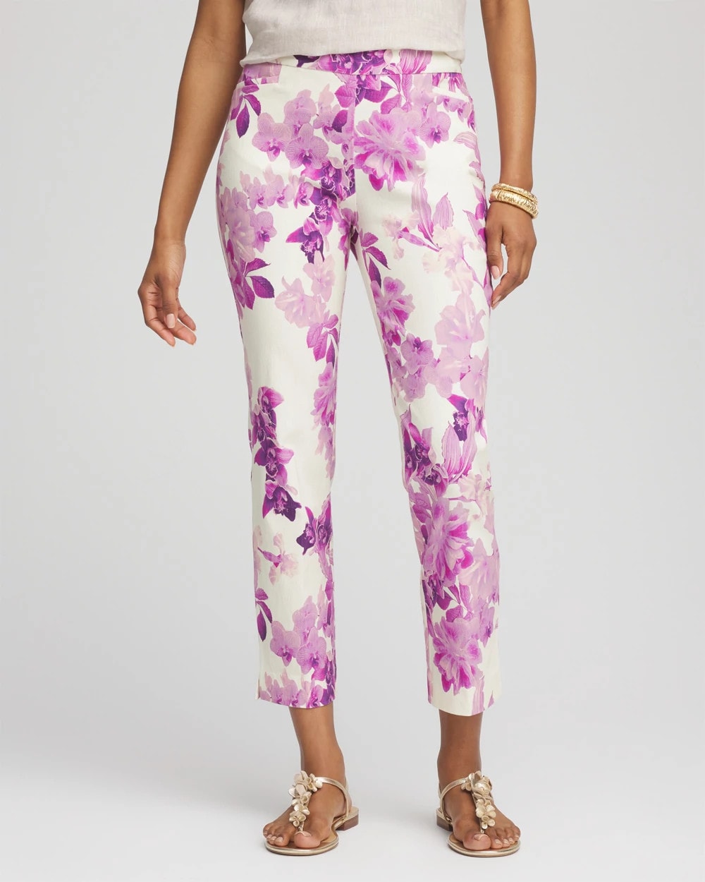 Chico's Brigitte™ Floral Pull-On Slim Cropped Pants