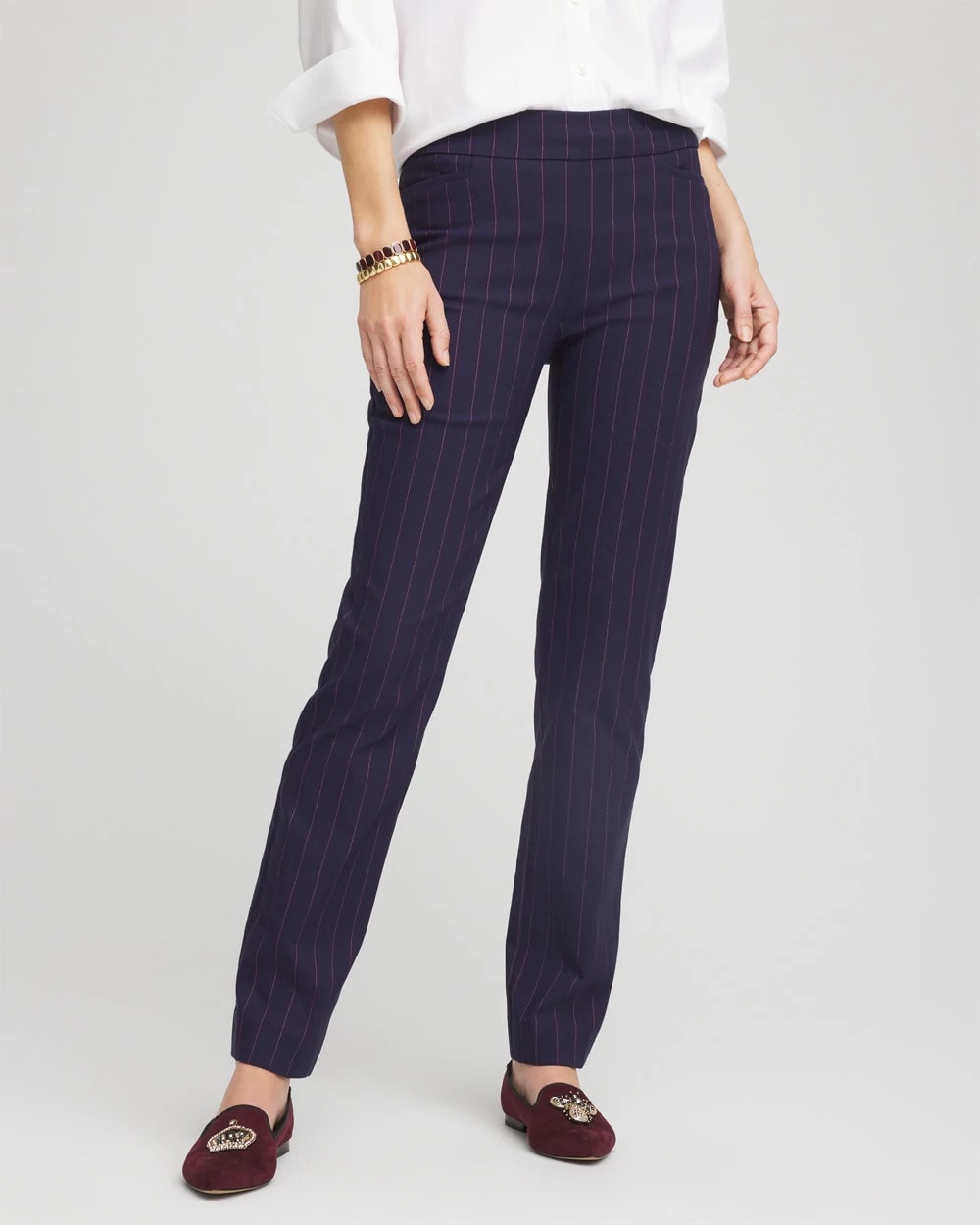 Chico's Shadow Stripe Brigitte™ Slim Pull-On Pants