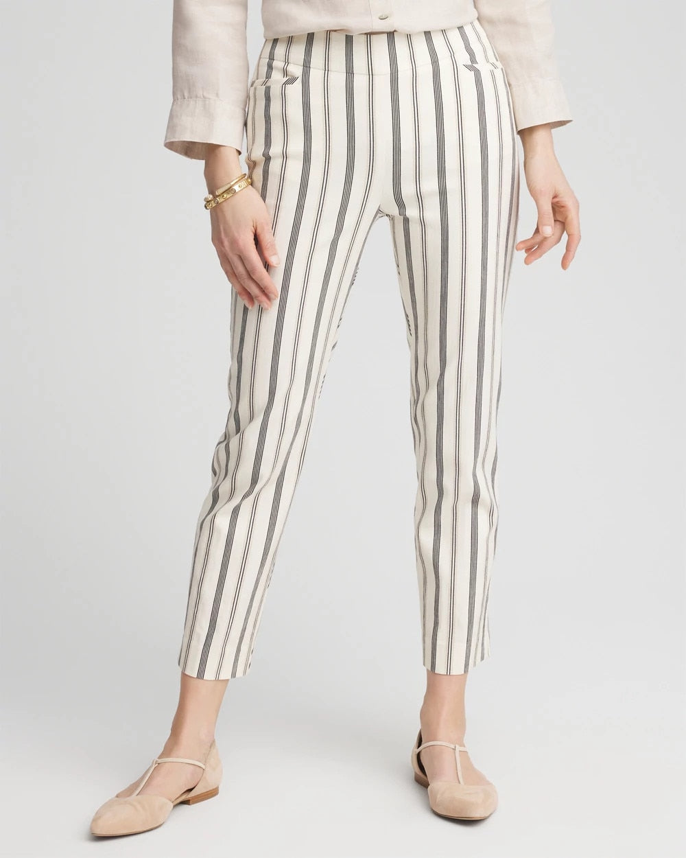 Chico's Brigitte™ Slub Striped Cropped Pants
