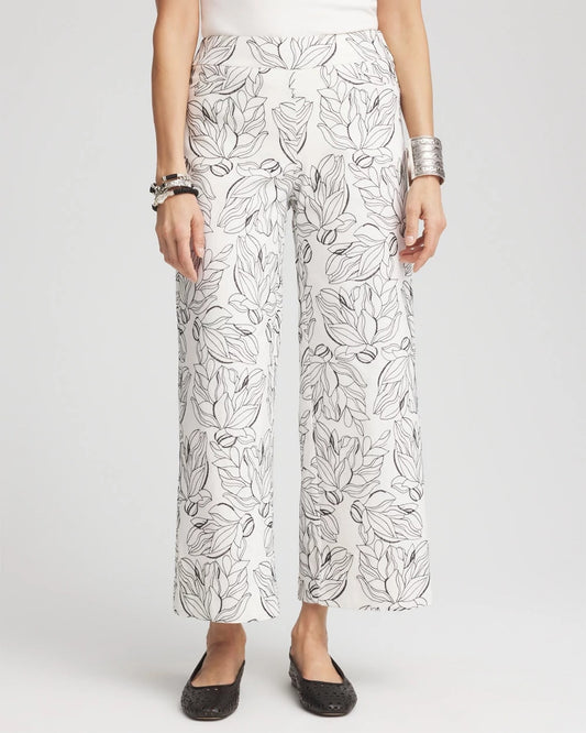 Chico's Brigitte™ Floral Embroidered Wide-Leg Cropped Pants