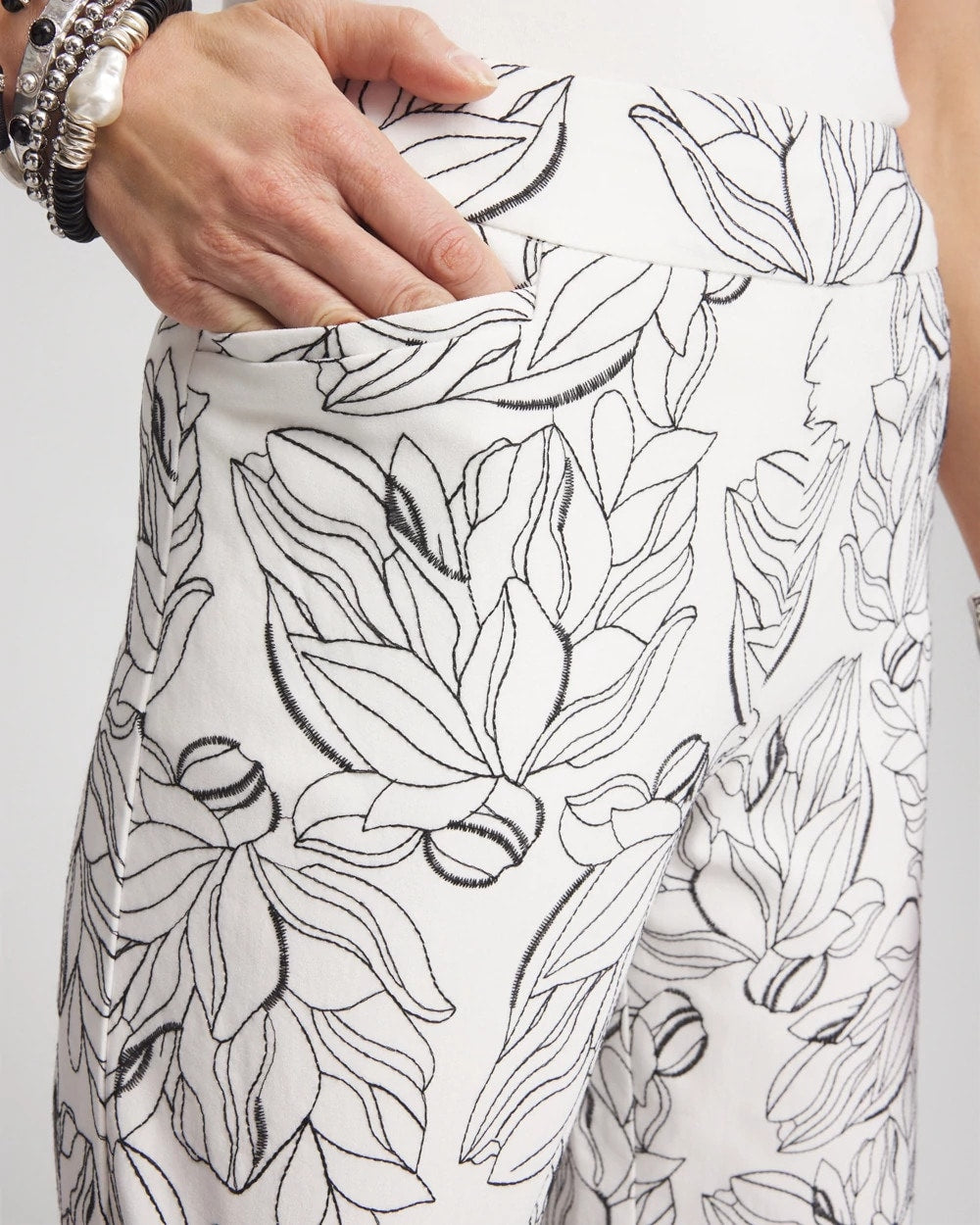 Chico's Brigitte™ Floral Embroidered Wide-Leg Cropped Pants