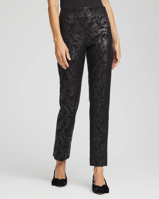Chico's Juliet Black Foiled  Slim Ankle Pants