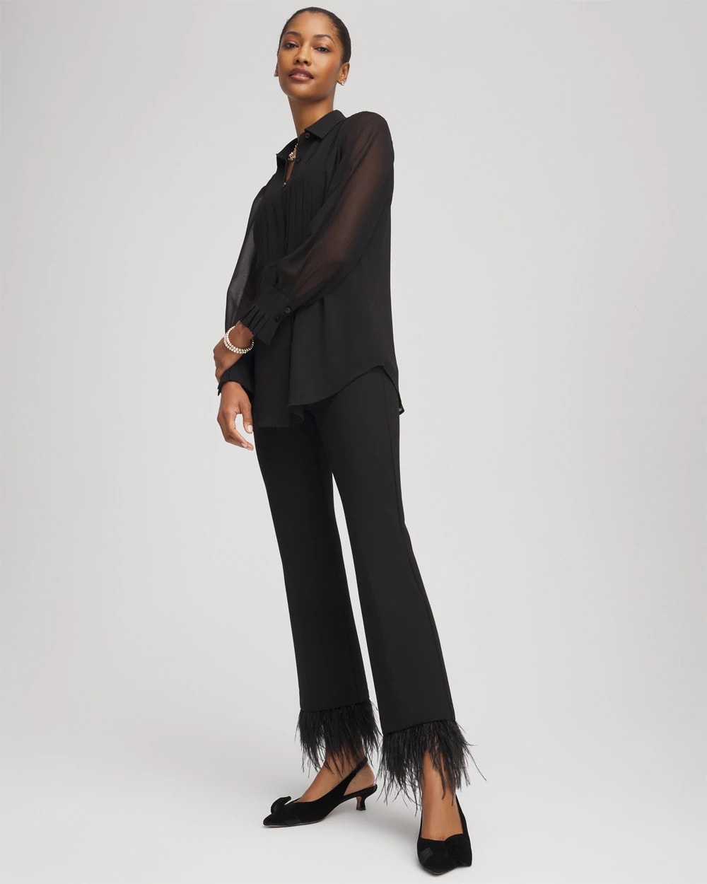 Chico's Juliet Feathered Flared Cropped Pants
