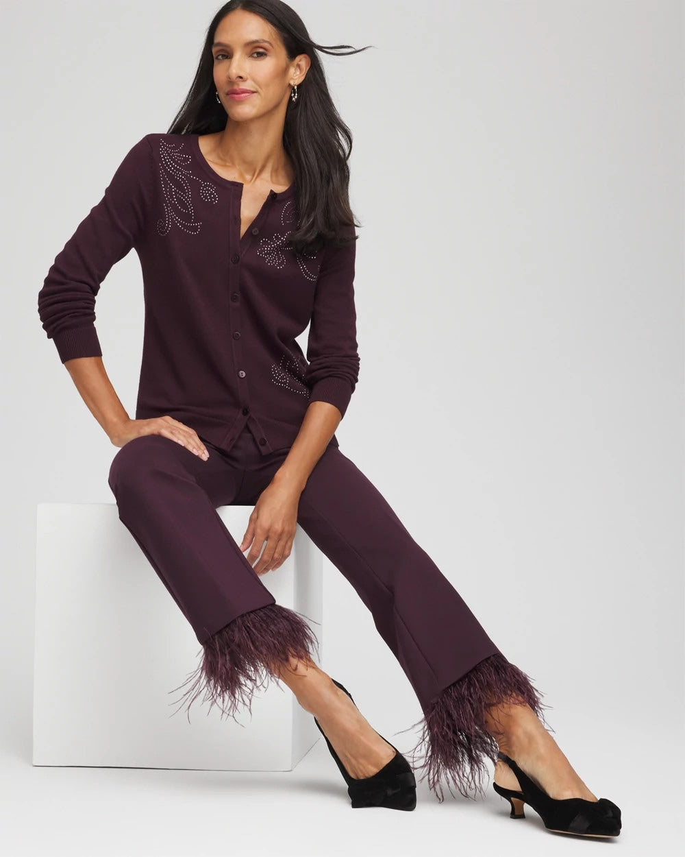 Chico's Juliet Feathered Flared Cropped Pants