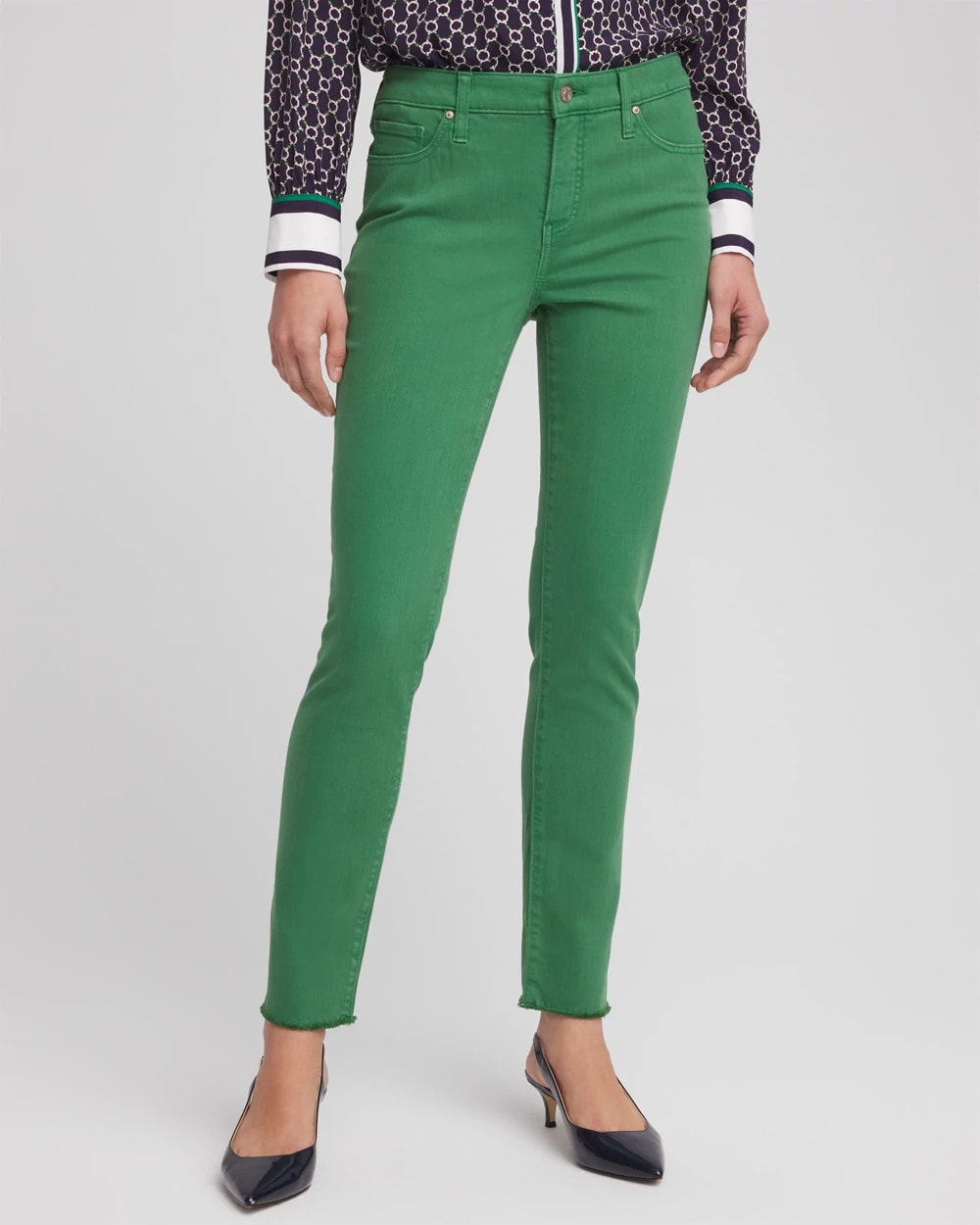 Chico's Girlfriend Fray Hem Ankle Jeans