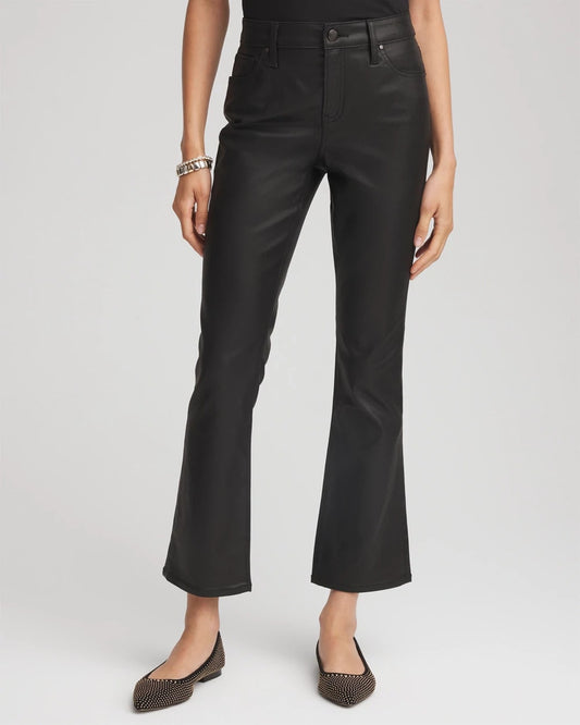 Chico's Coated Girlfriend Cropped Flared Jeans