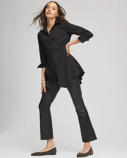 Chico's Coated Girlfriend Cropped Flared Jeans