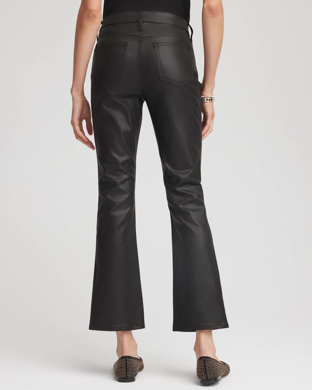 Chico's Coated Girlfriend Cropped Flared Jeans