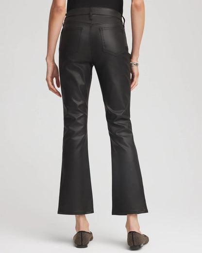 Chico's Coated Girlfriend Cropped Flared Jeans