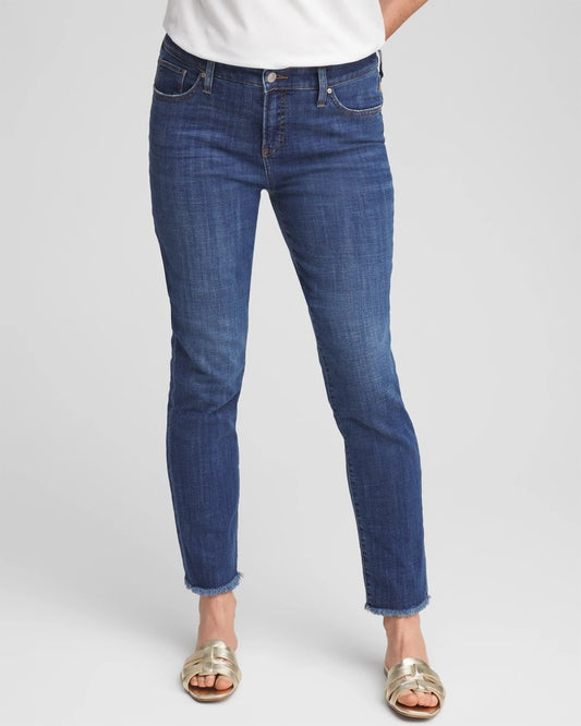 Chico's Girlfriend Slim Frayed Ankle Jeans