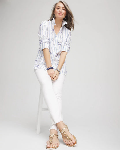 Chico's No-Stain Girlfriend Frayed Ankle Jeans