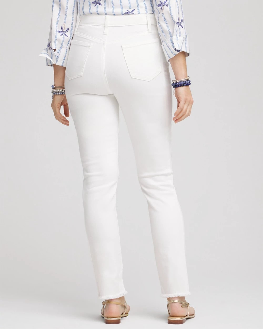 Chico's No-Stain Girlfriend Frayed Ankle Jeans