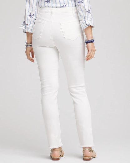Chico's No-Stain Girlfriend Frayed Ankle Jeans