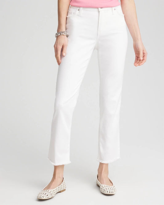 Chico's Girlfriend Frayed Cropped No Stain Jeans