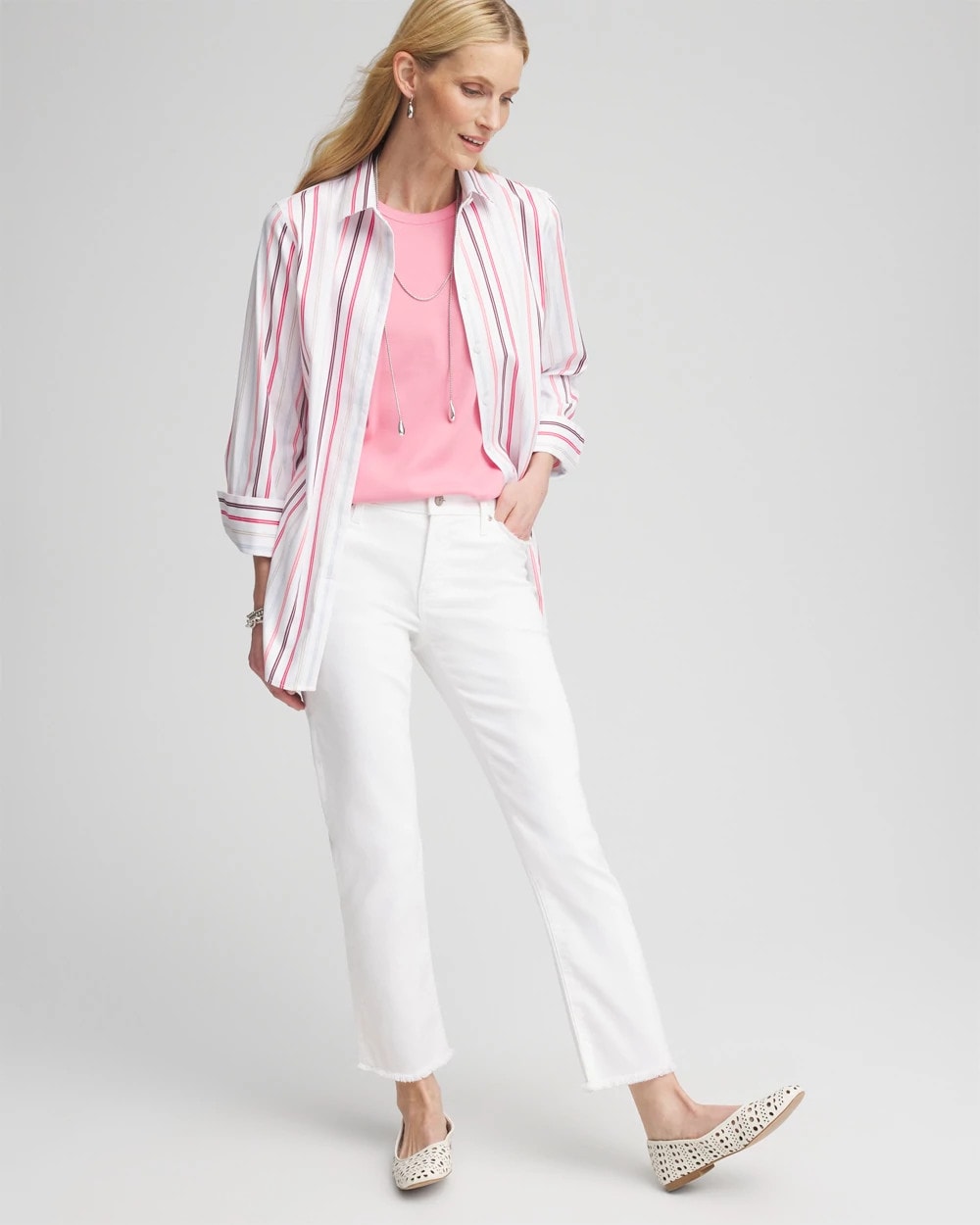Chico's Girlfriend Frayed Cropped No Stain Jeans