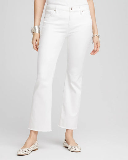 Chico's No-Stain Girlfriend Frayed Flared Jeans