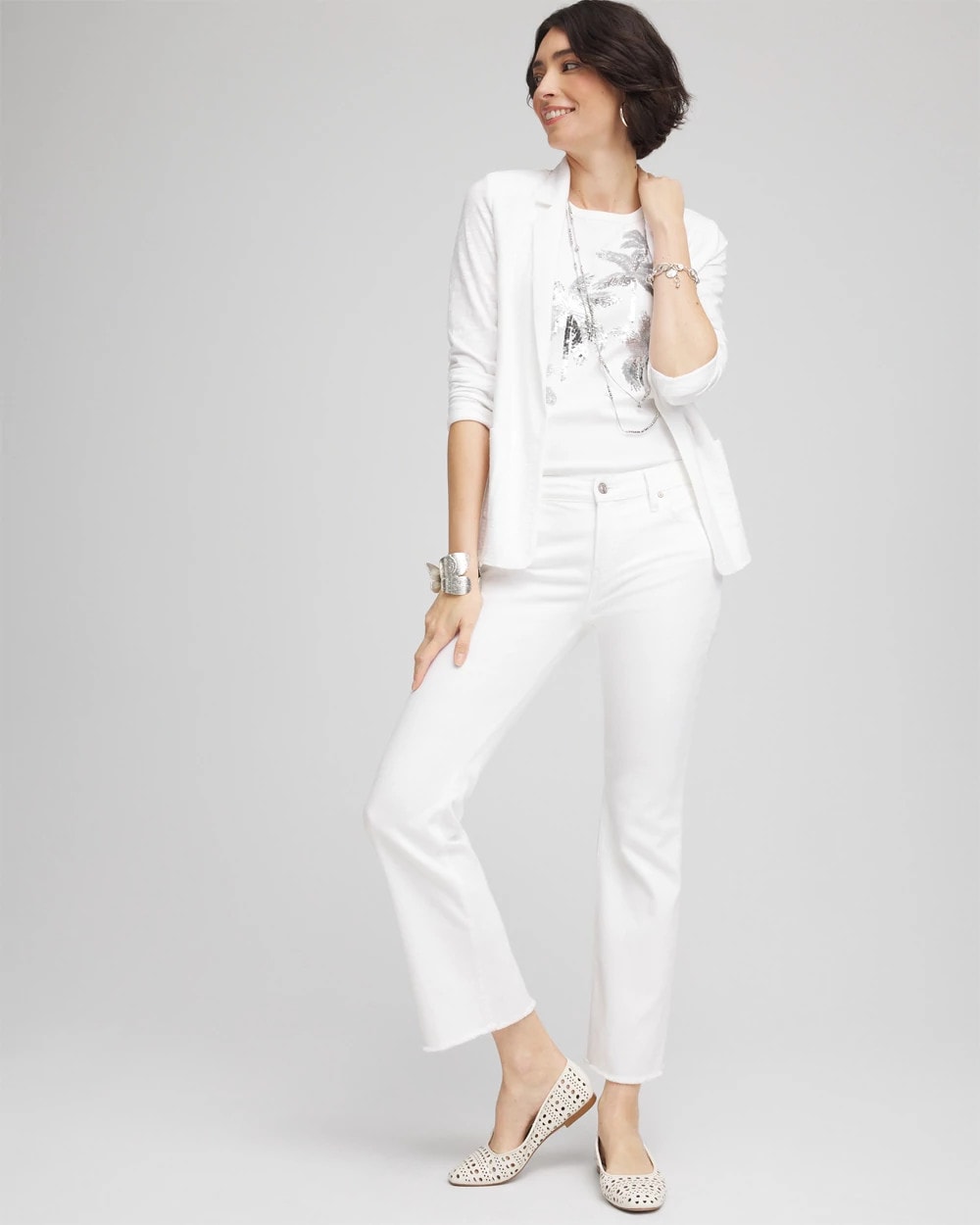 Chico's No-Stain Girlfriend Frayed Flared Jeans