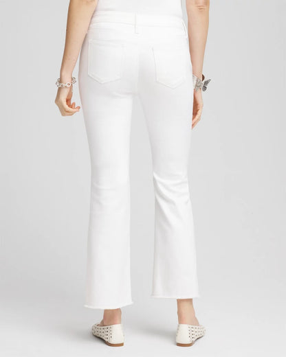 Chico's No-Stain Girlfriend Frayed Flared Jeans