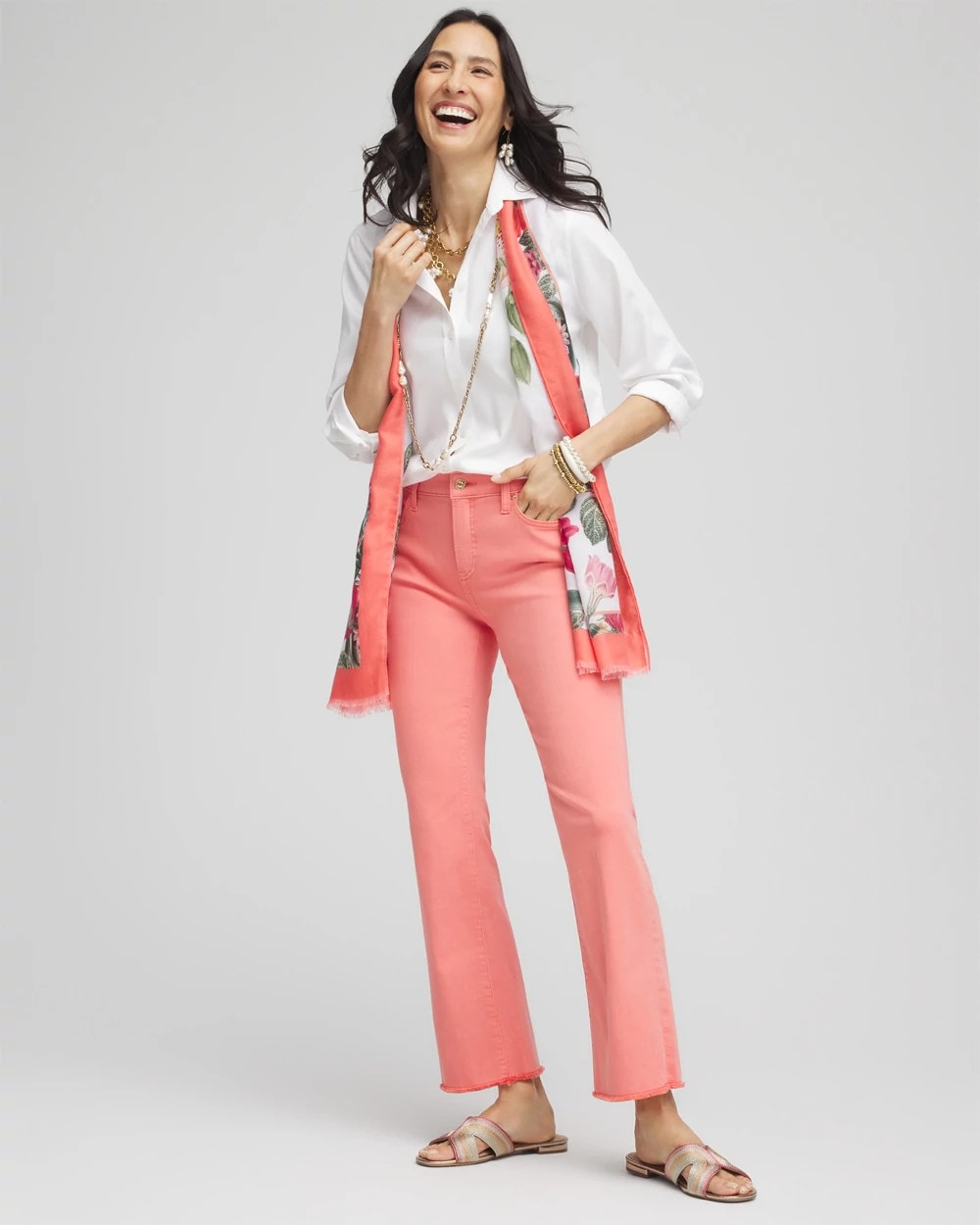 Chico's Girlfriend Fray Hem Kick Flare Jeans