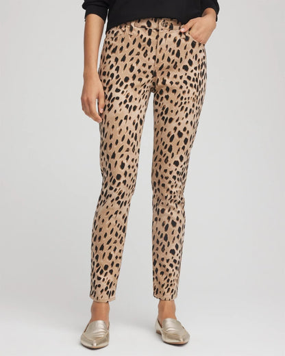 Chico's Leopard Girlfriend Slim Ankle Jeans