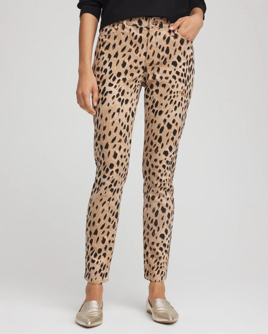 Chico's Leopard Girlfriend Slim Ankle Jeans