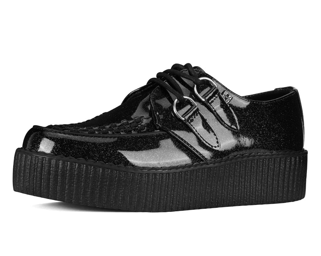 T.U.K. Shoes Black Vinyl Glitter Viva Mondo Creeper