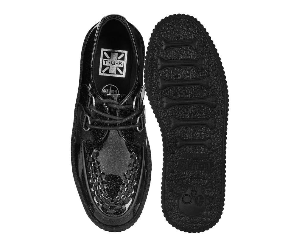 T.U.K. Shoes Black Vinyl Glitter Viva Mondo Creeper