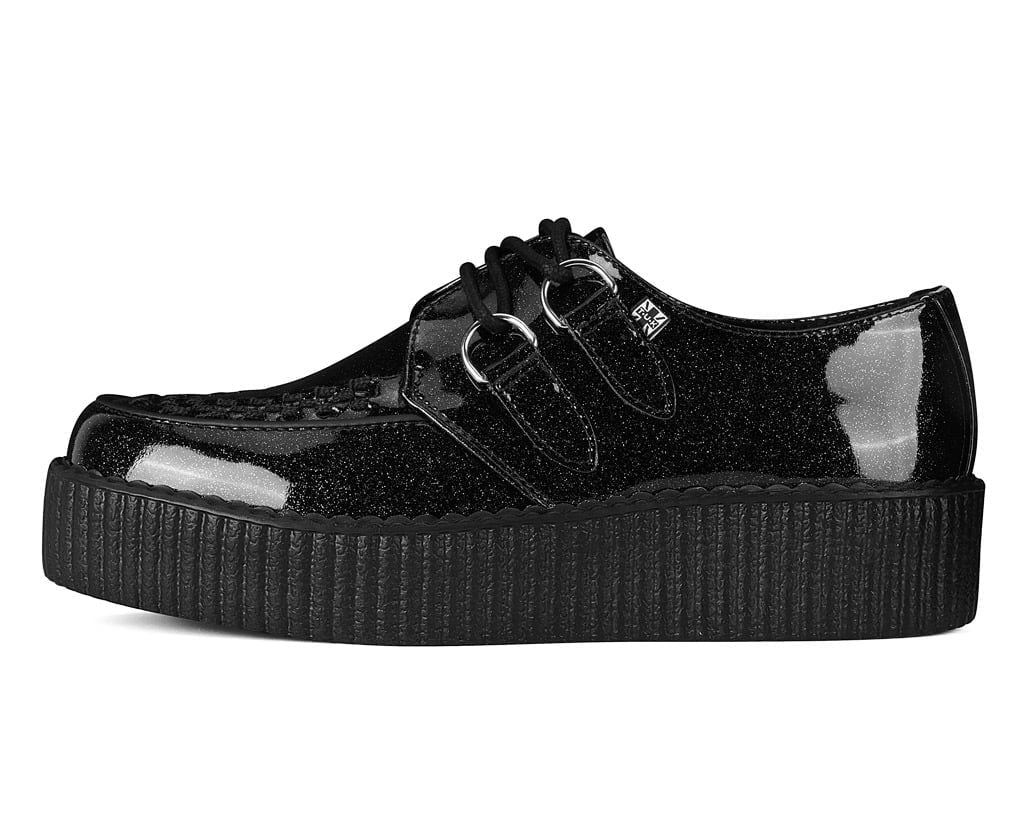 T.U.K. Shoes Black Vinyl Glitter Viva Mondo Creeper