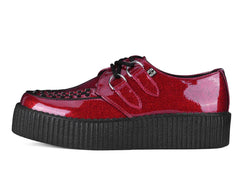 T.U.K. Shoes Red Vinyl Glitter Viva Mondo Creeper