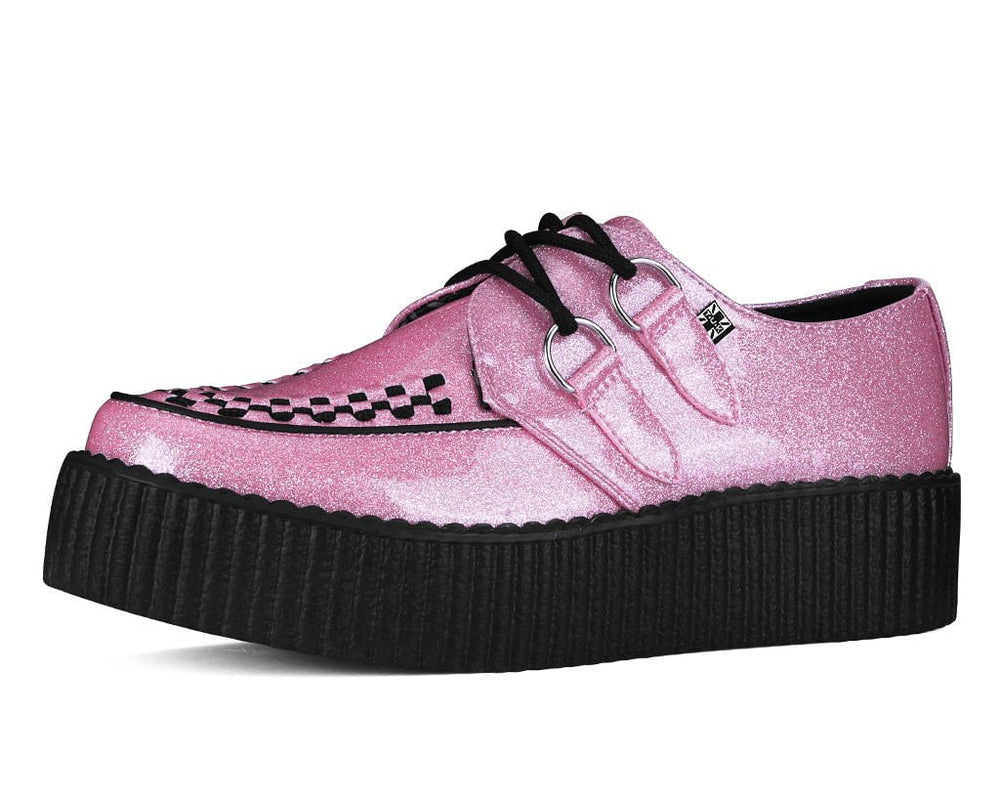T.U.K. Shoes Pink Vinyl Glitter Viva Mondo Creeper