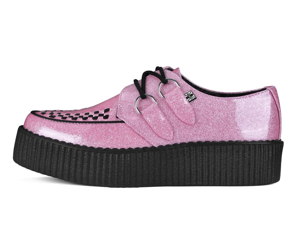 T.U.K. Shoes Pink Vinyl Glitter Viva Mondo Creeper