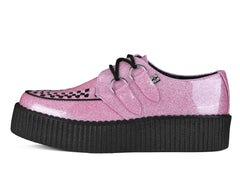 T.U.K. Shoes Pink Vinyl Glitter Viva Mondo Creeper